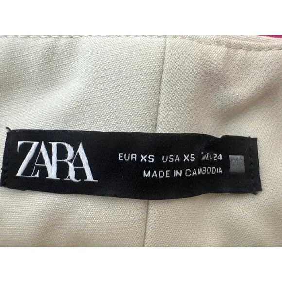 NWOT ZARA XS High-Waist Trousers With Wide Belt Neutral Cream High Rise - Picture 7 of 16